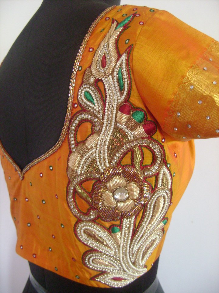 silk saree blouse design latest