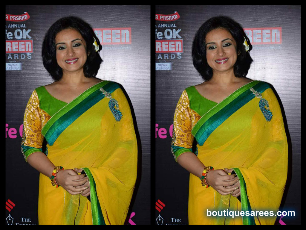 divya dutta in yellow saree blouse