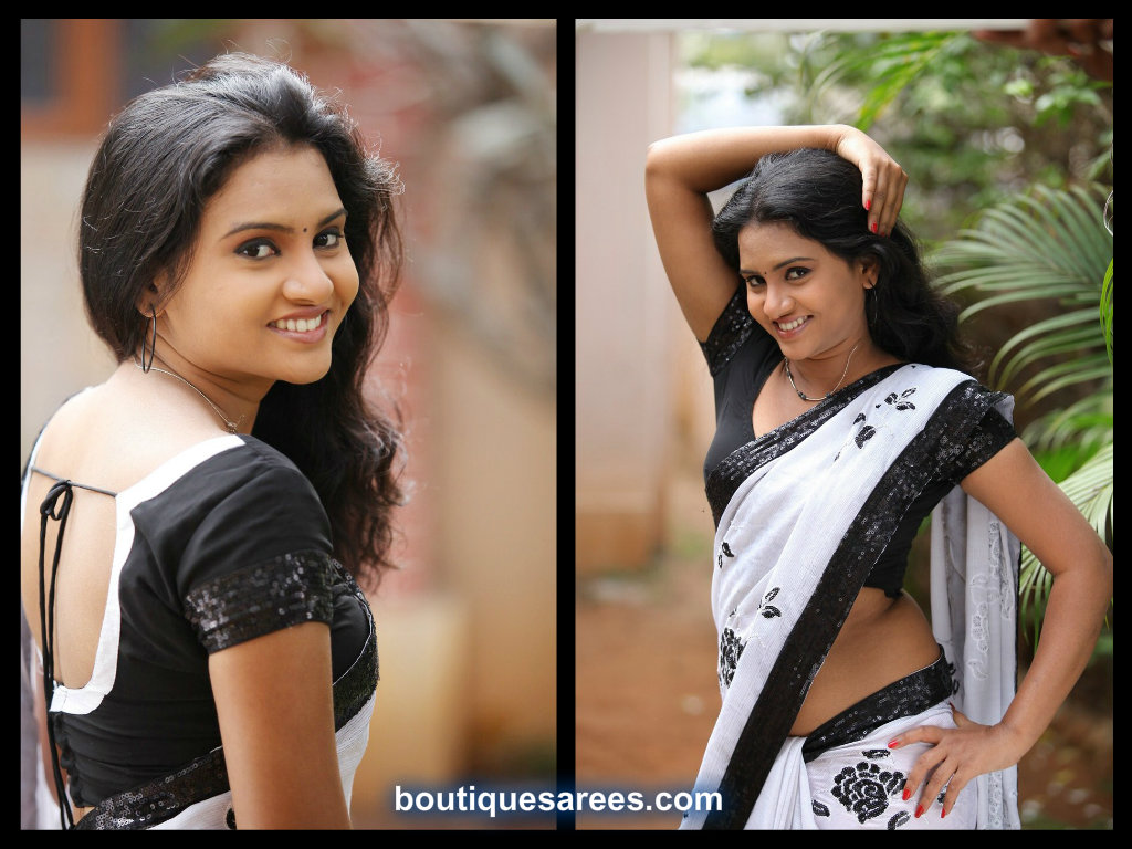 Anusha Anu in backless saree blouse