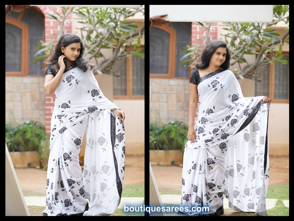 Anusha Anu in printed saree