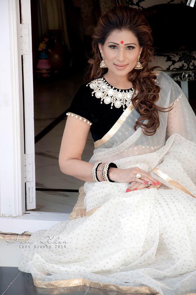 sheerdevi chowadary in white net saree