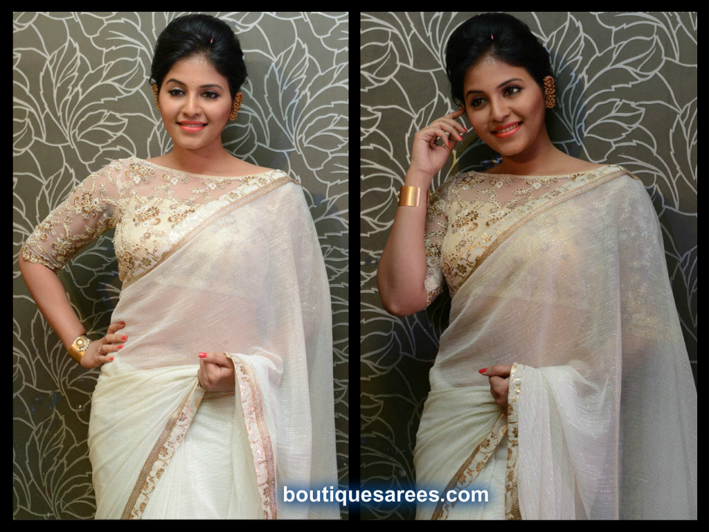 anjali in boat neck saree blouse