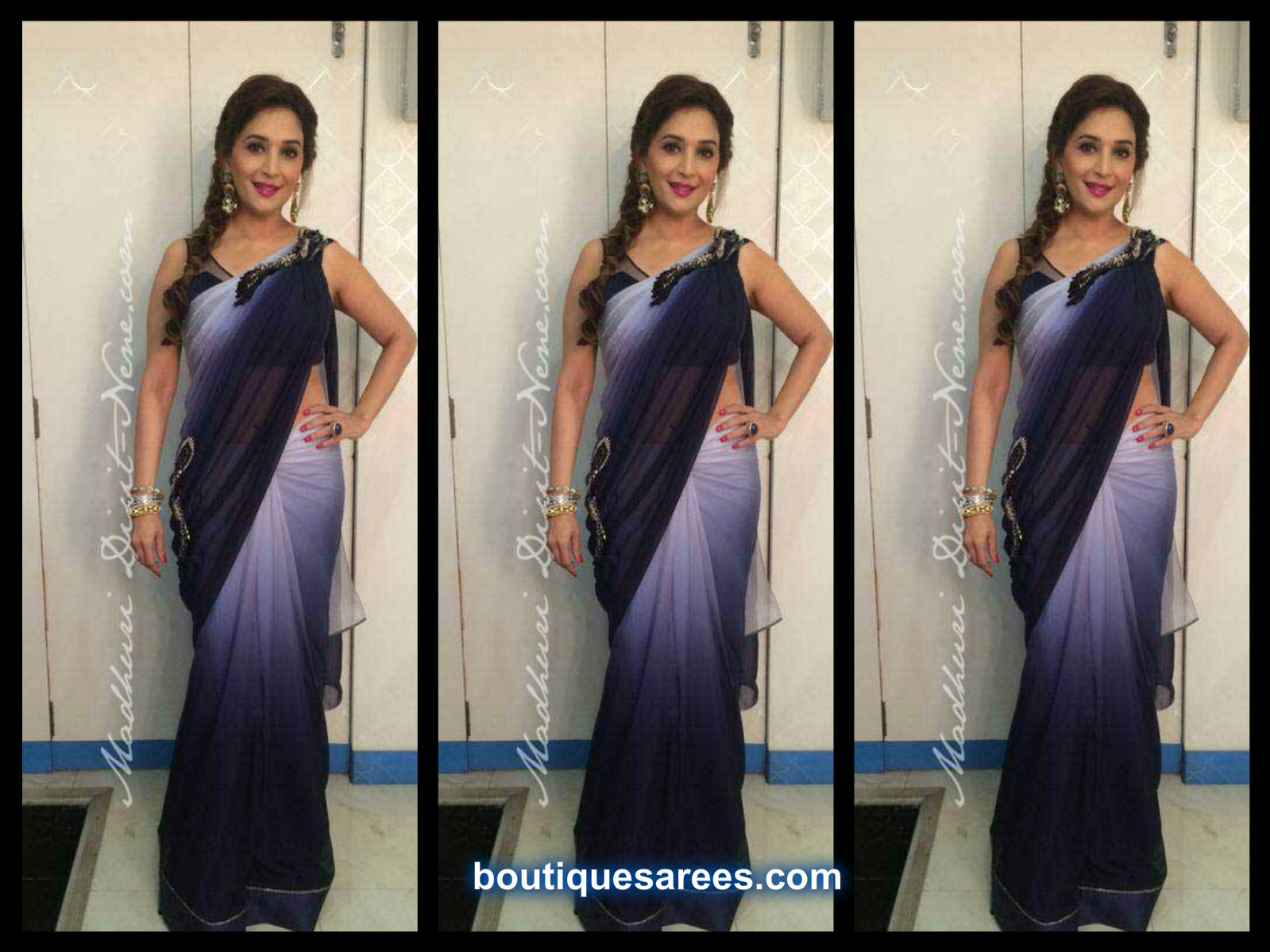 madhuri dixit in double shaded saree