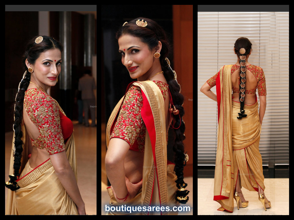 shilpa reddy in embroidery work saree blouse