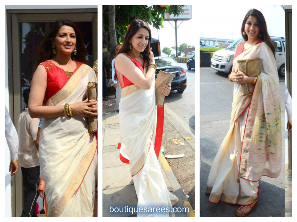 Sonali Bendre in white saree