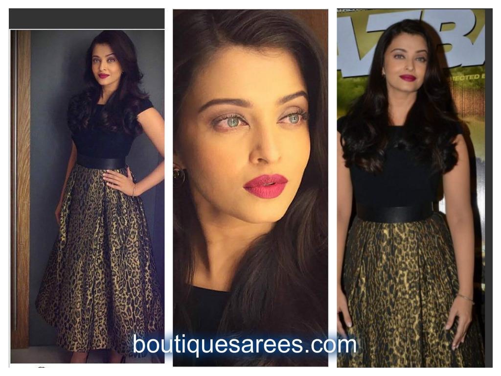 aish in leopard dress