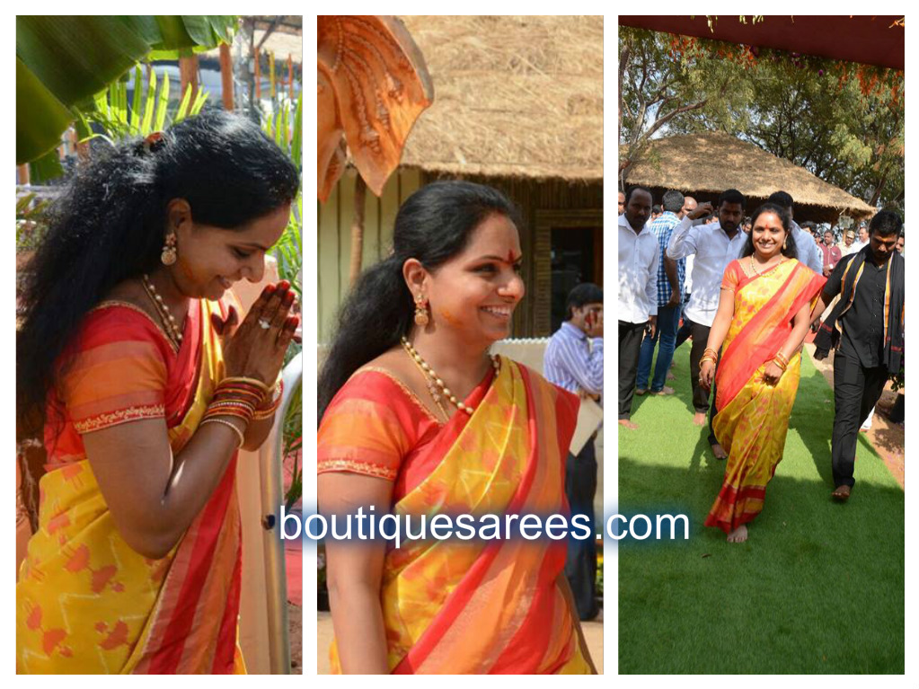 kavitha in yellow silk saree