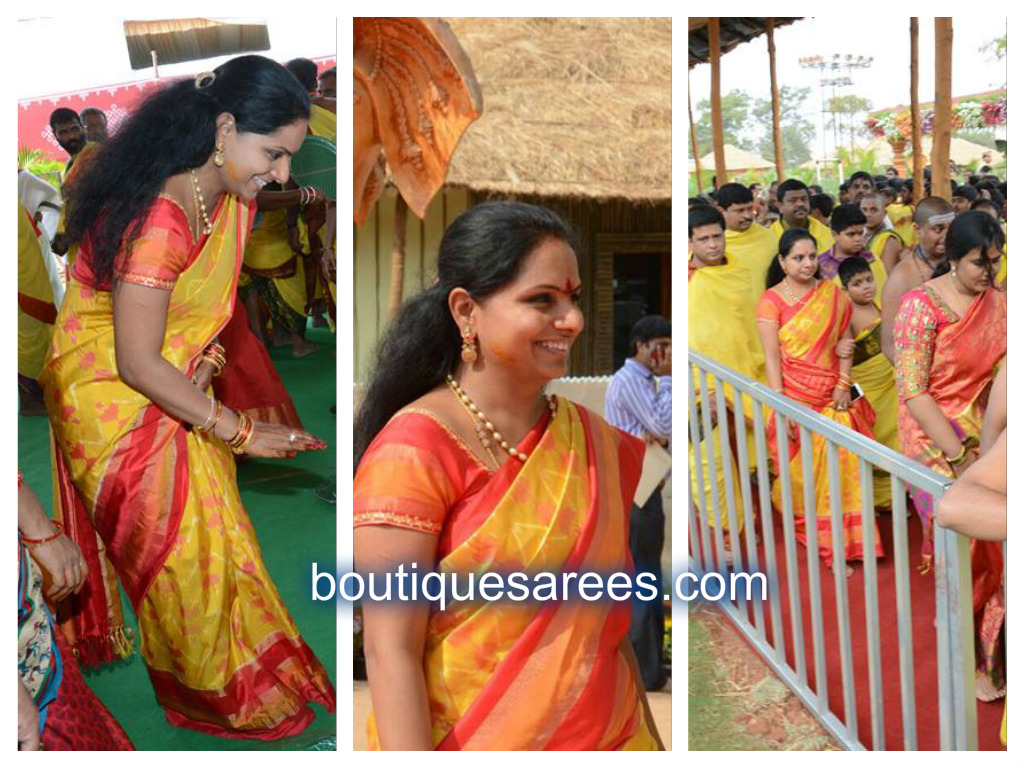 kavitha yellow silk sari