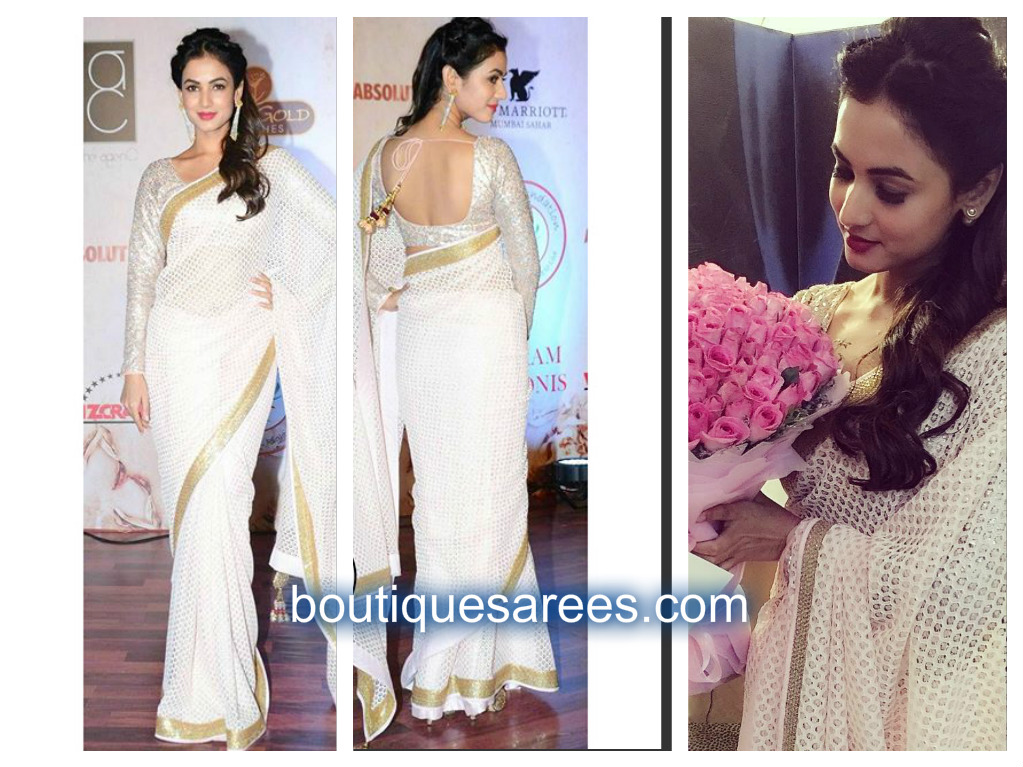 Sonal Chauhan in white saree