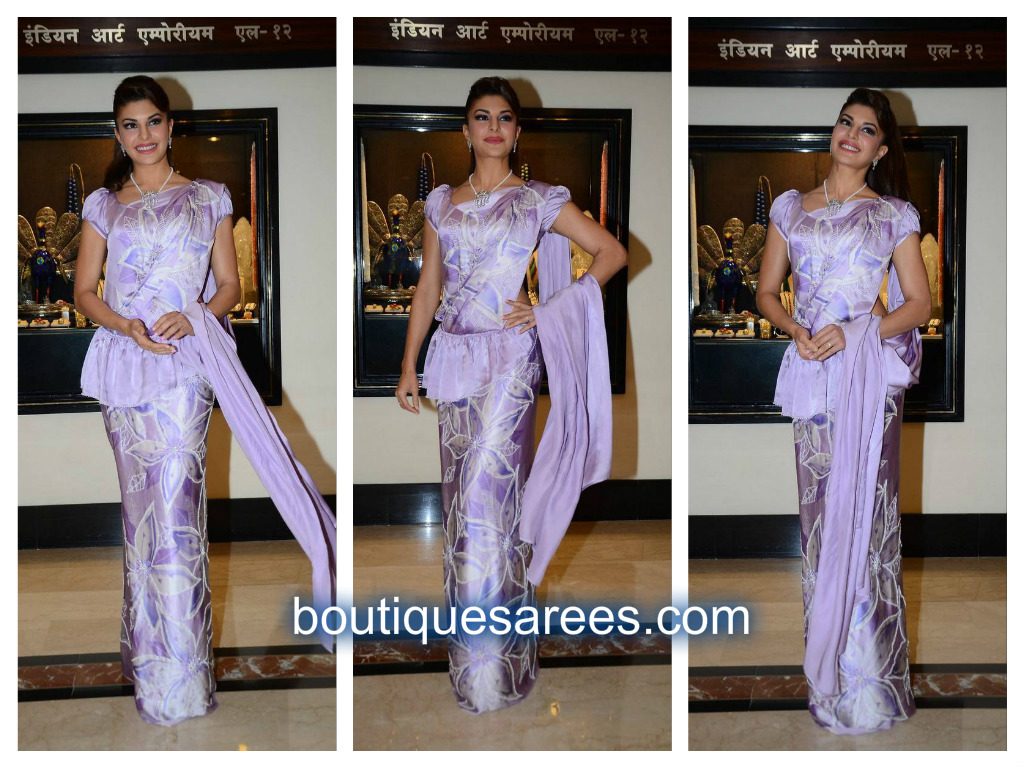 jacqueline in saree gown