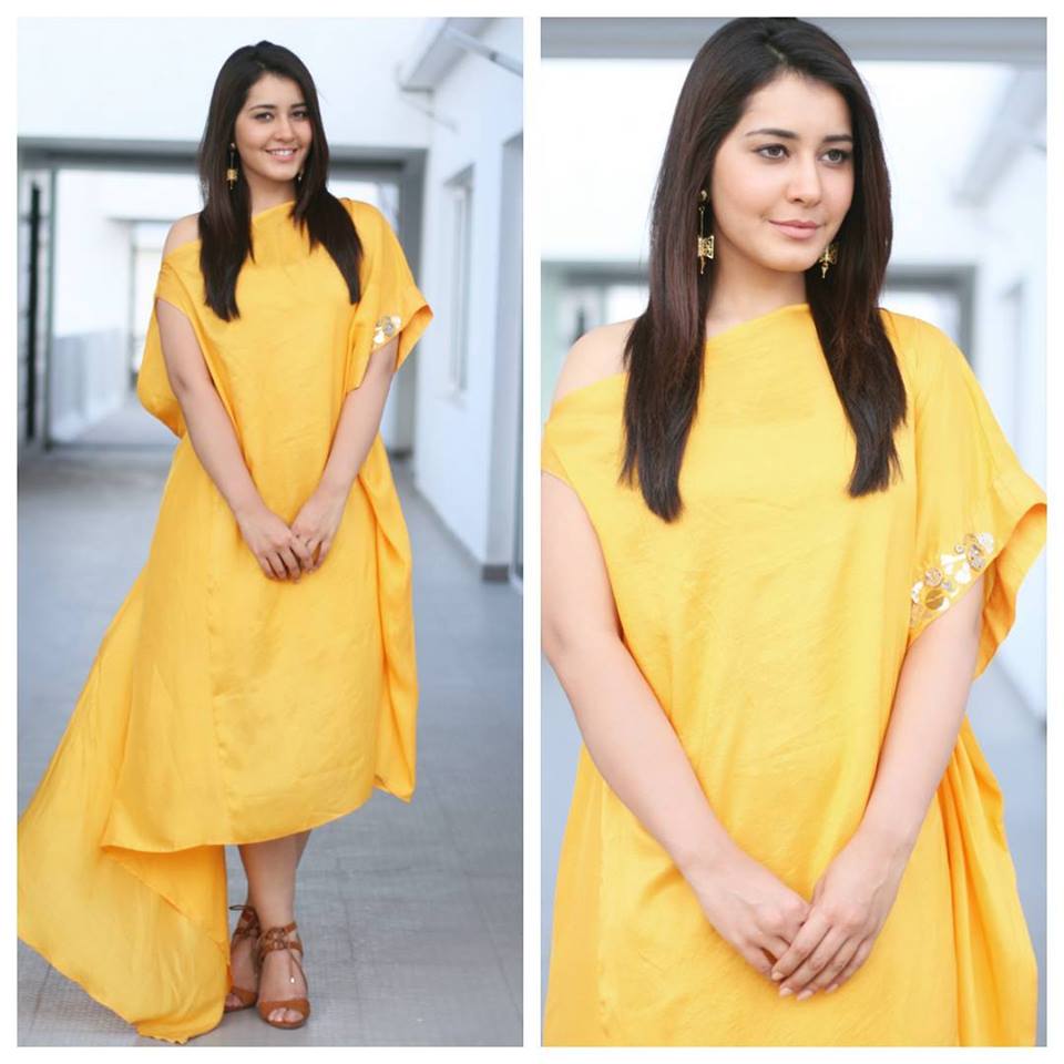 raashi in yellow dress