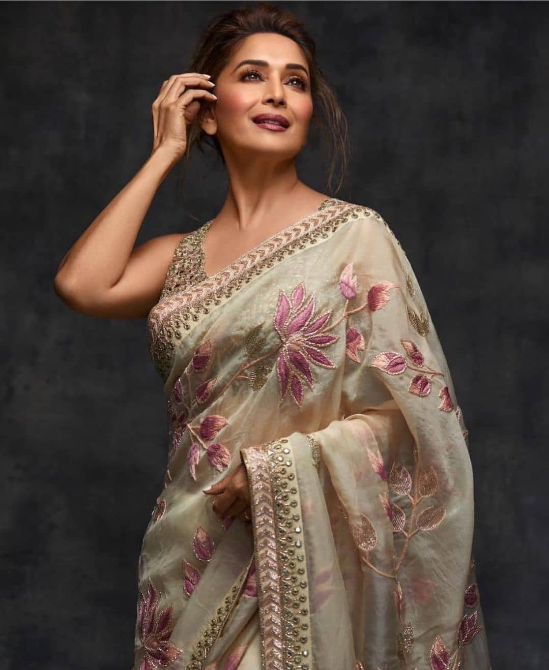 Image result for madhuri dixit in floral saree